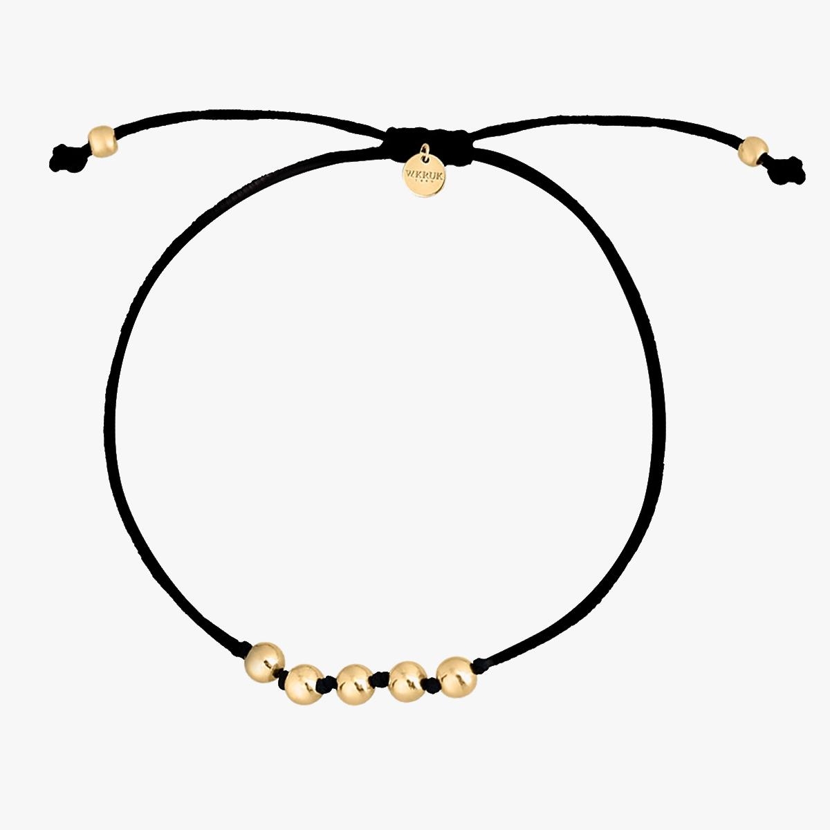 W.KRUK Bransoleta sznurkowa z pozłacanymi kulkami