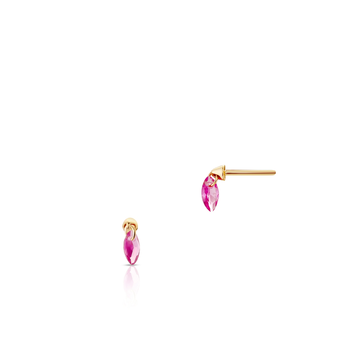 W.KRUK Kolczyki srebrne pozłacane z różowymi cyrkoniami
