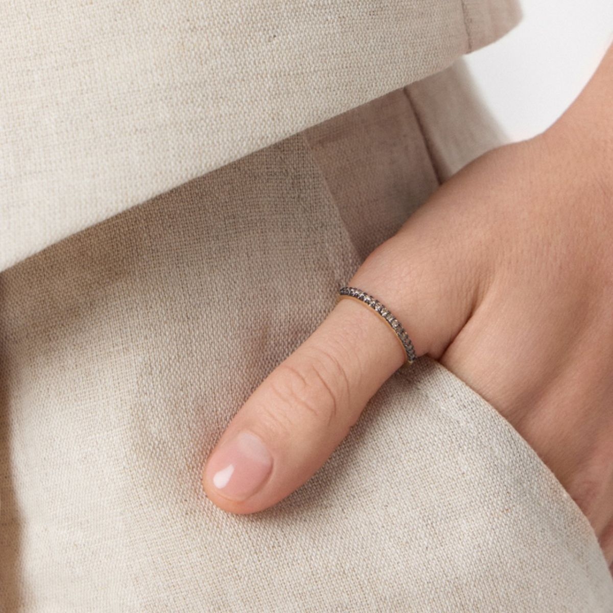 W.KRUK Pierścionek złoty z brązowymi diamentami Karmelowa