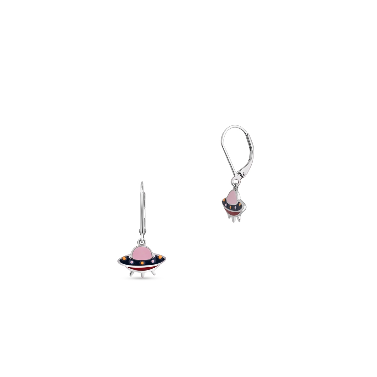 W.KRUK Kolczyki srebrne z motywem UFO