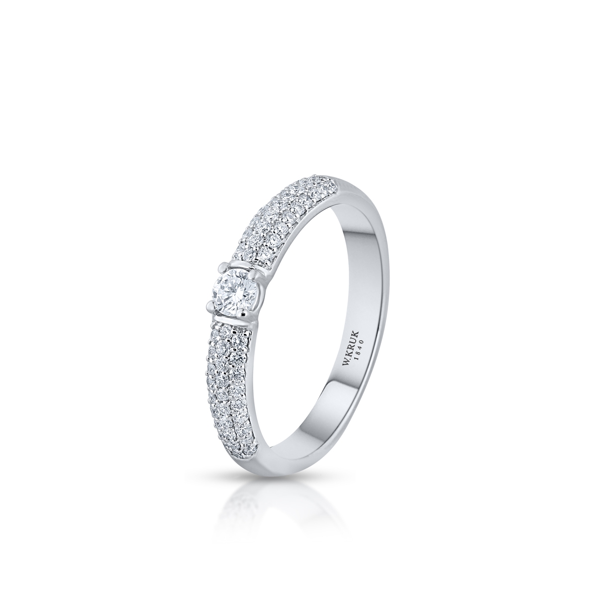 W.KRUK Pierścionek białe złoto z diamentami