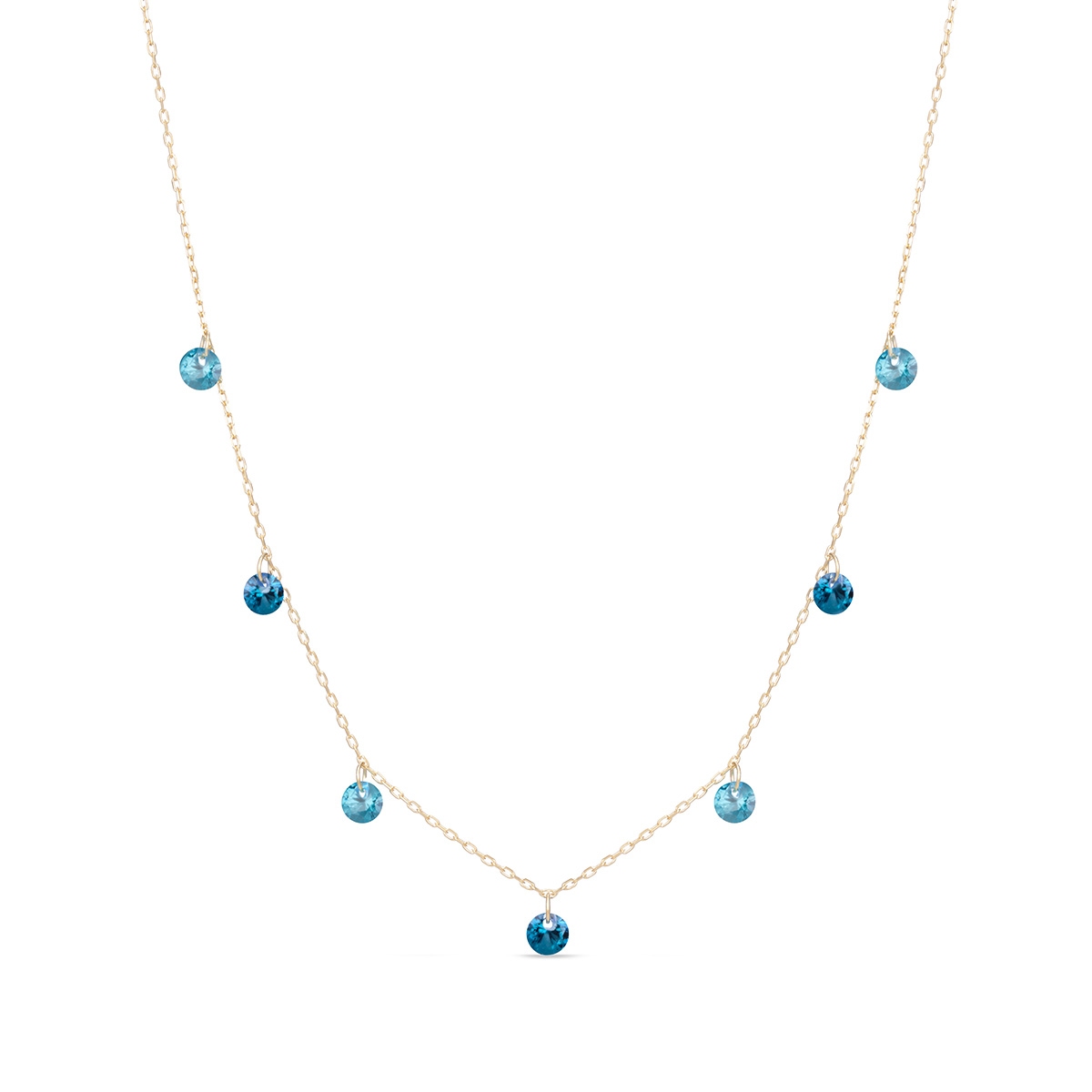 W.KRUK Naszyjnik złoty z niebieskimi cyrkoniami