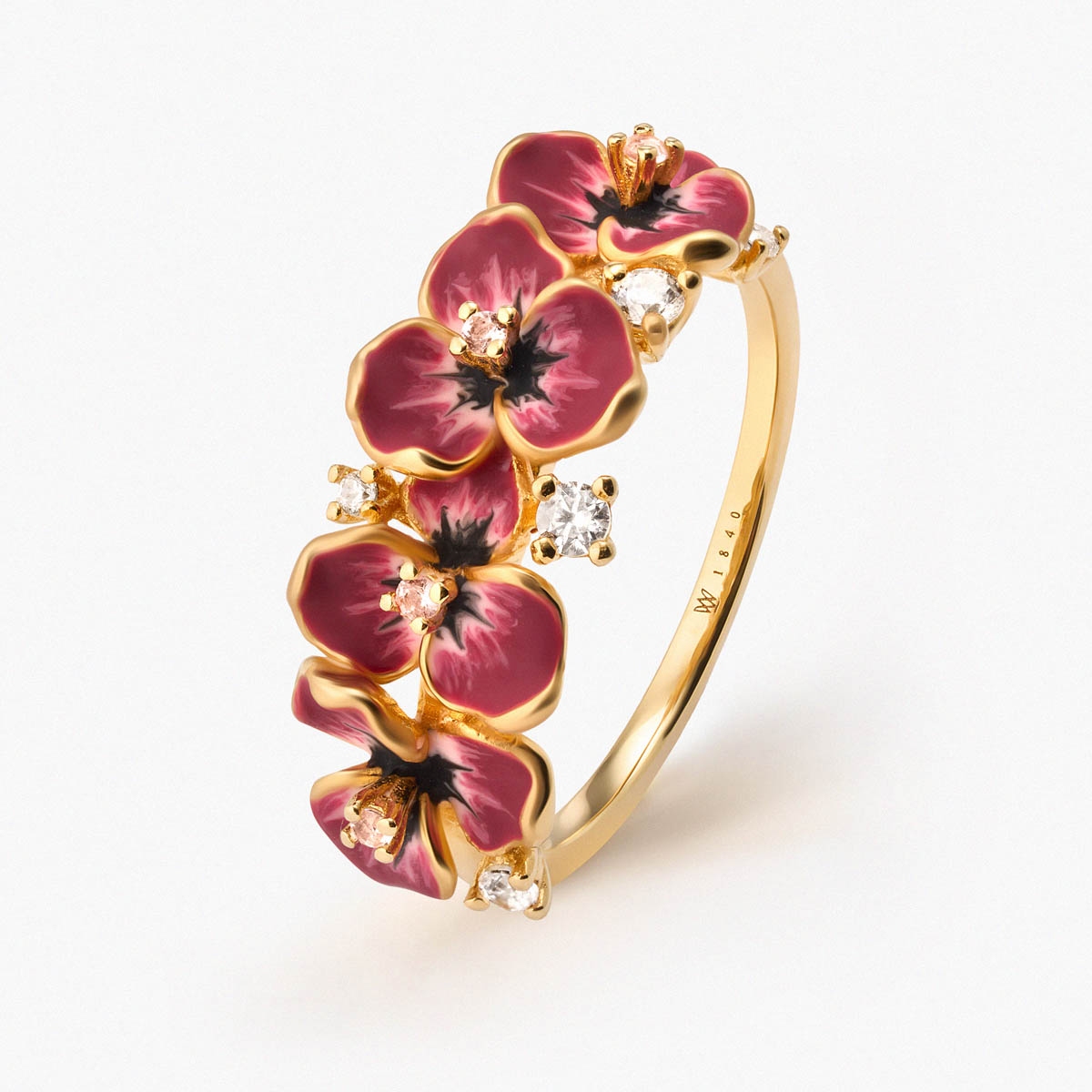 W.KRUK Pierścionek srebrny Kwiaty Nocy Bratki