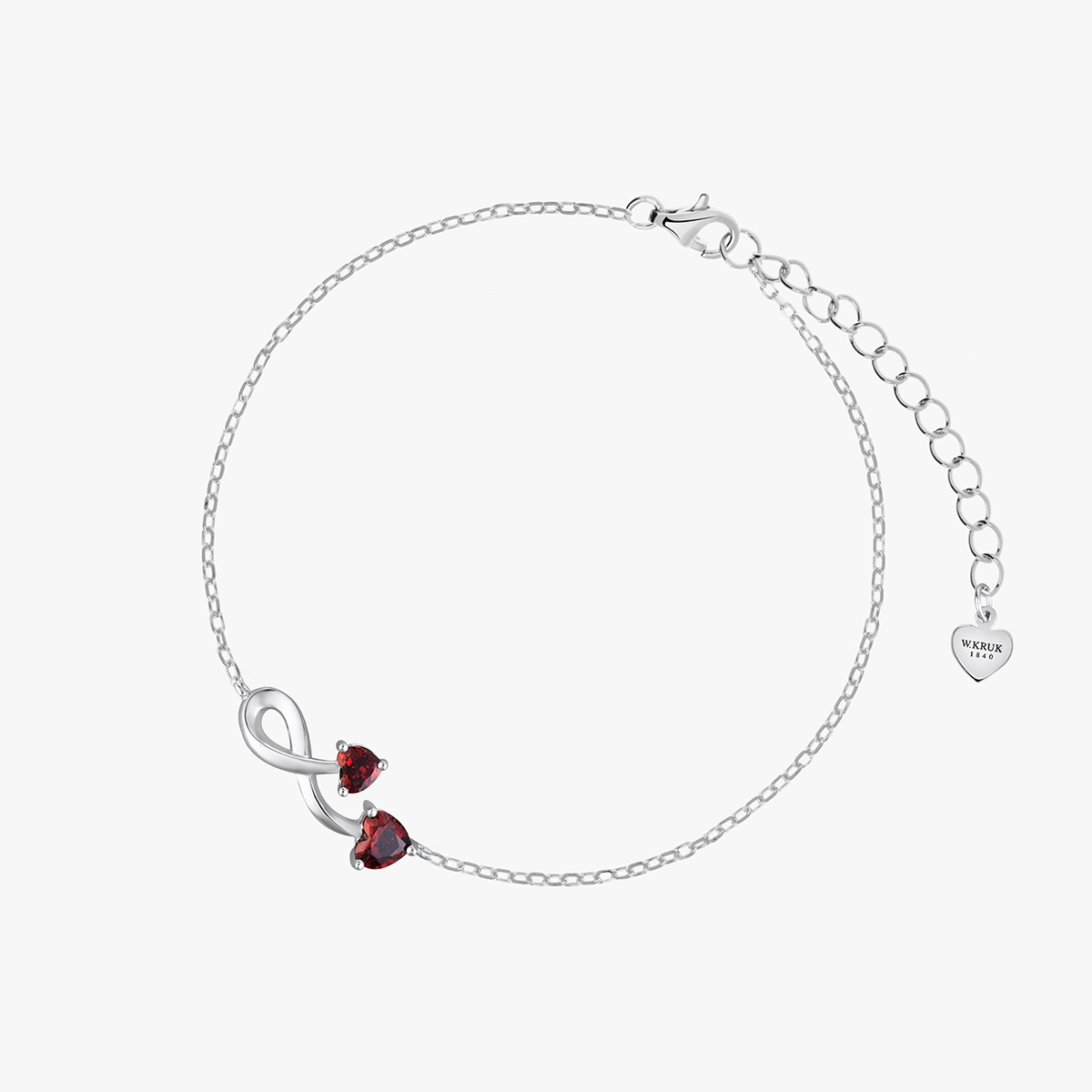 W.KRUK Bransoleta srebrna z motywem serc