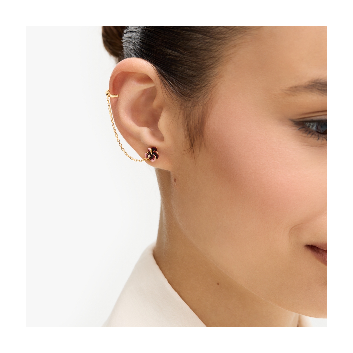 W.KRUK Nausznica srebrna Kwiaty Nocy Bratki