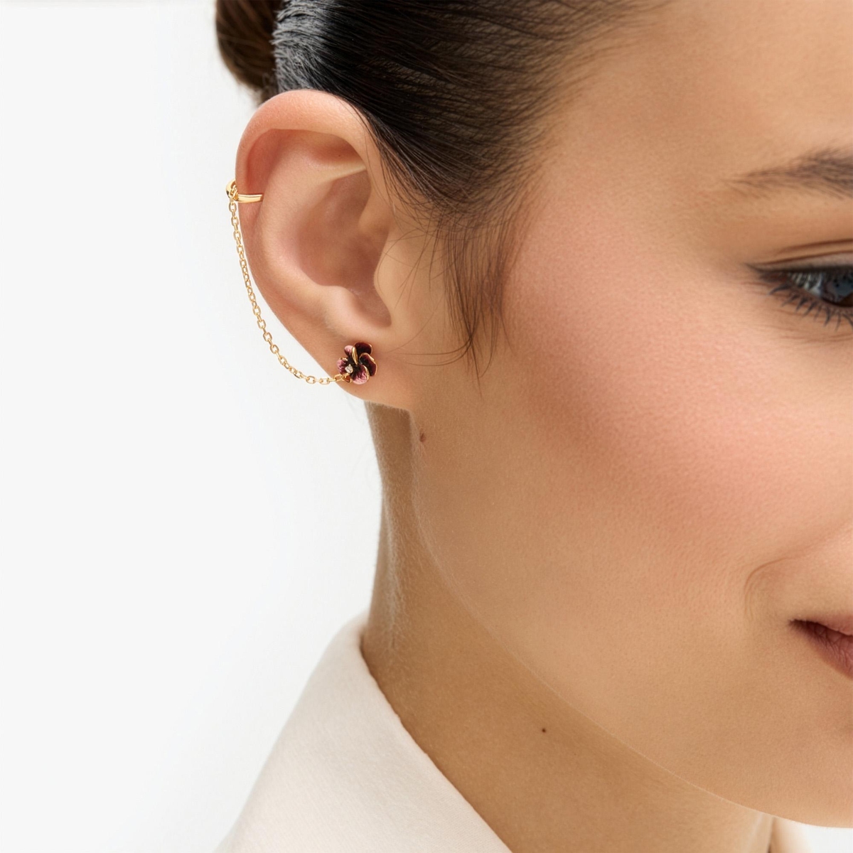 W.KRUK Nausznica srebrna Kwiaty Nocy Bratki