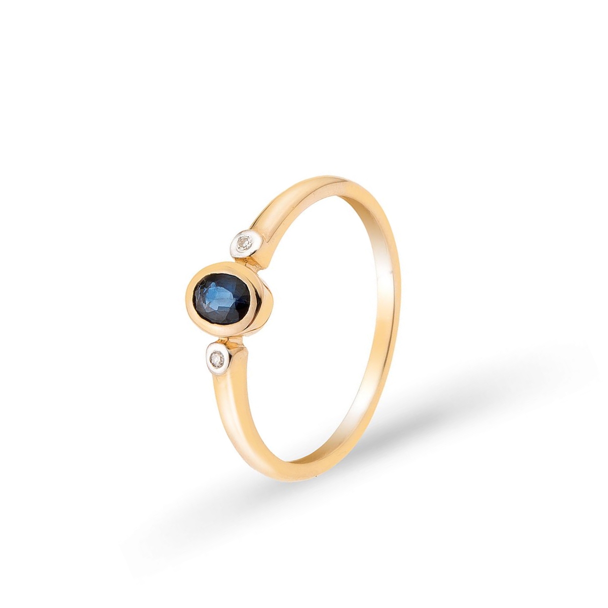 W.KRUK Pierścionek złoty z szafirem i diamentami