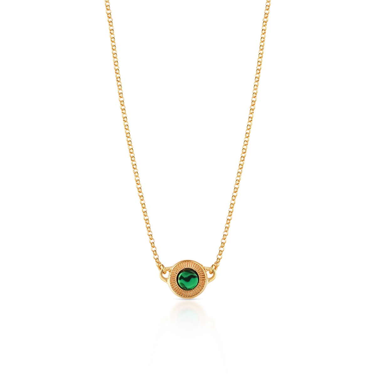 W.KRUK Naszyjnik srebrny pozłacany z malachitem