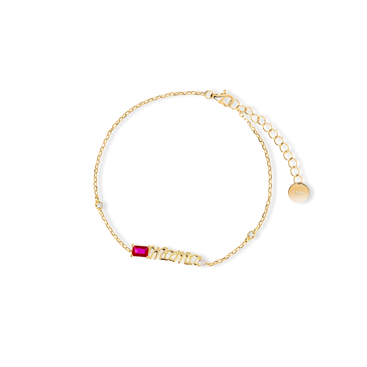 W.KRUK Bransoleta srebrna pozłacana Mama