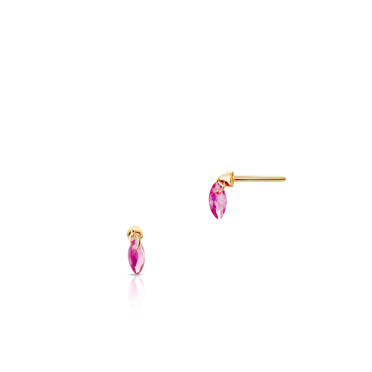 W.KRUK - Kolczyki srebrne pozłacane z różowymi cyrkoniami