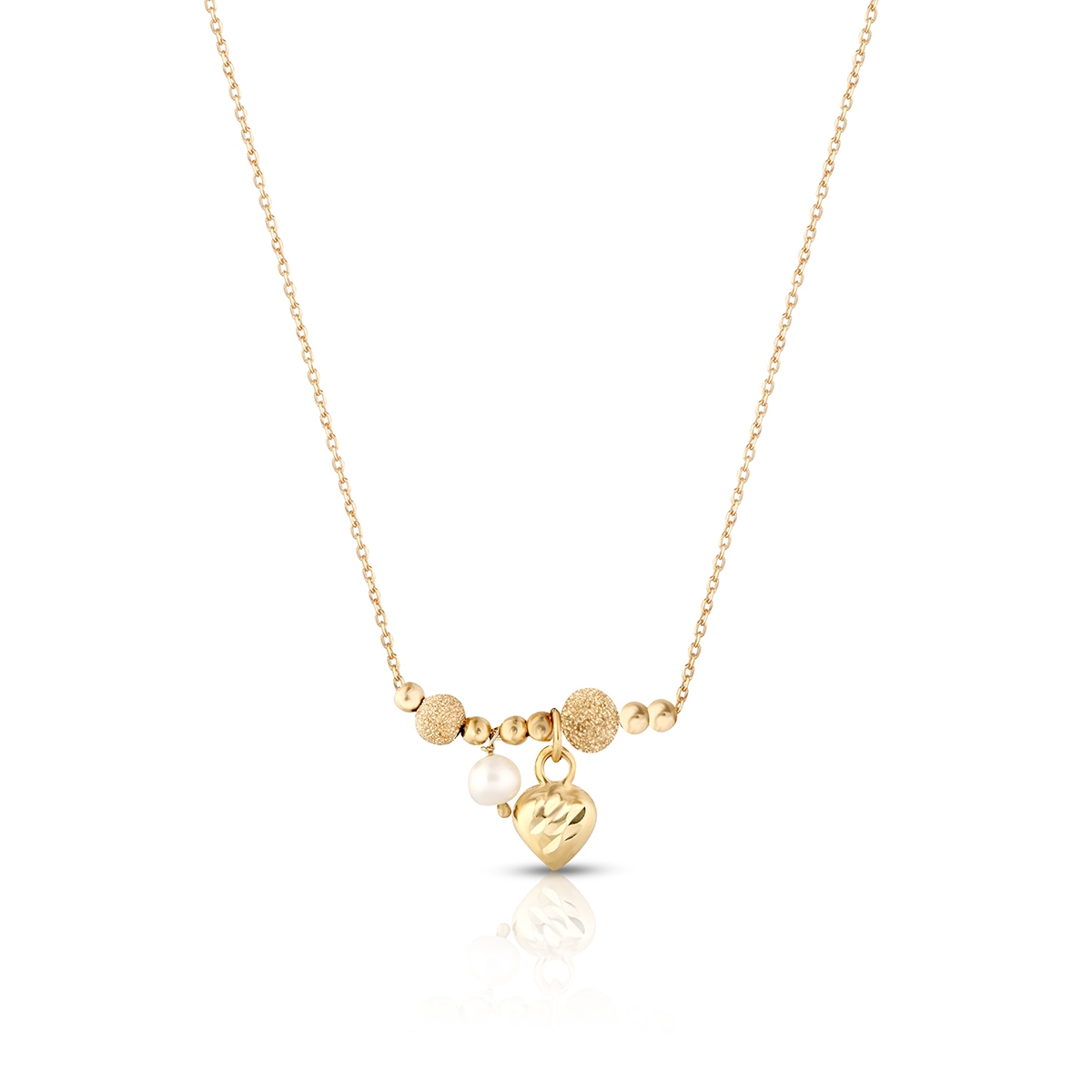 W.KRUK Naszyjnik złoty z perłą i sercem
