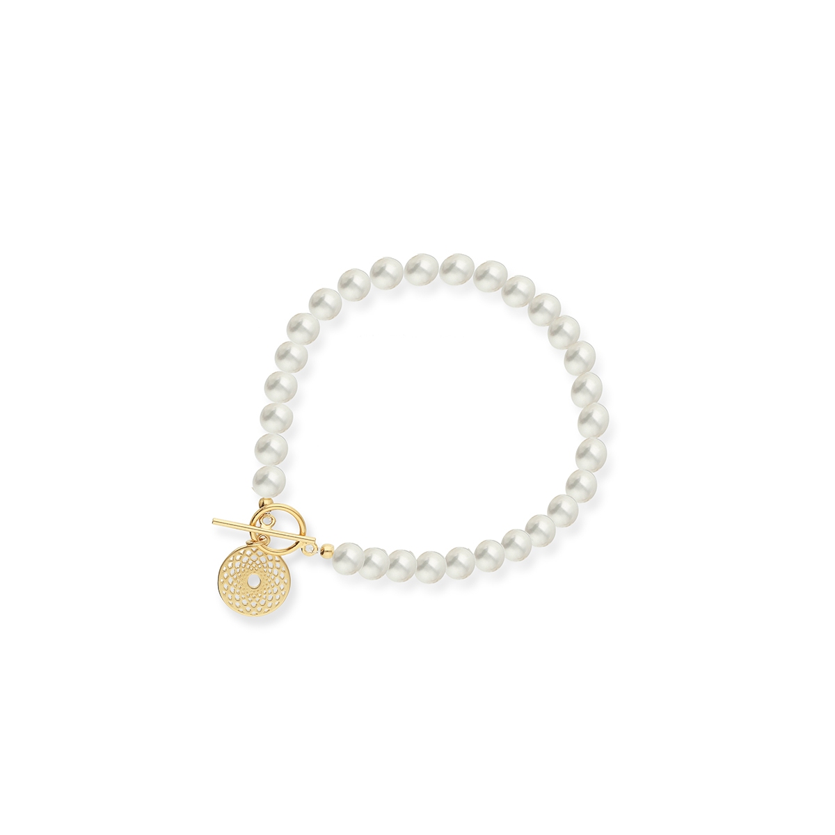 W.KRUK Bransoleta srebrna arabeska pozłacana z perłami