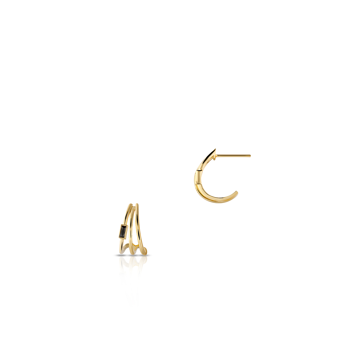 W.KRUK - Kolczyki srebrne z czarną cyrkonią