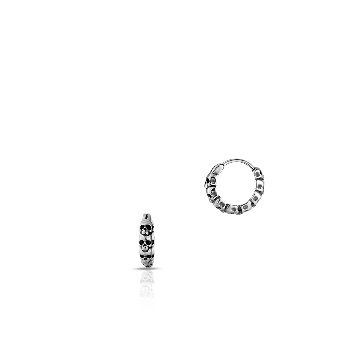 W.KRUK Kolczyki stalowe kółka z czaszkami