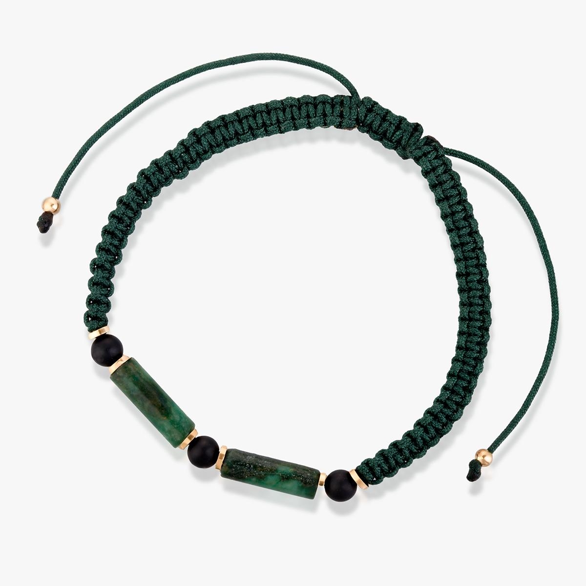 W.KRUK Bransoleta sznurkowa z onyksami i jadeitami