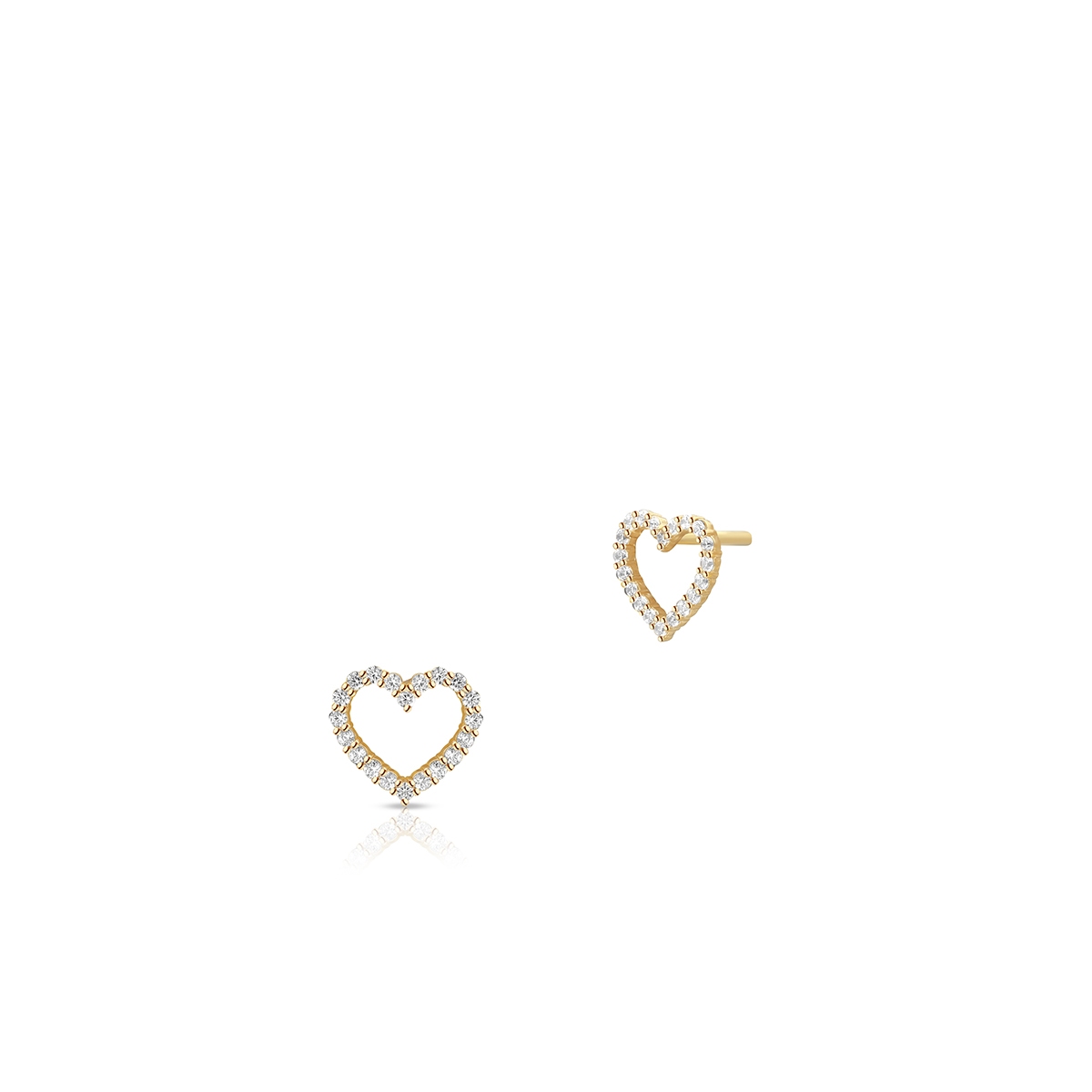 W.KRUK Kolczyki złote serce wysadzane cyrkoniami