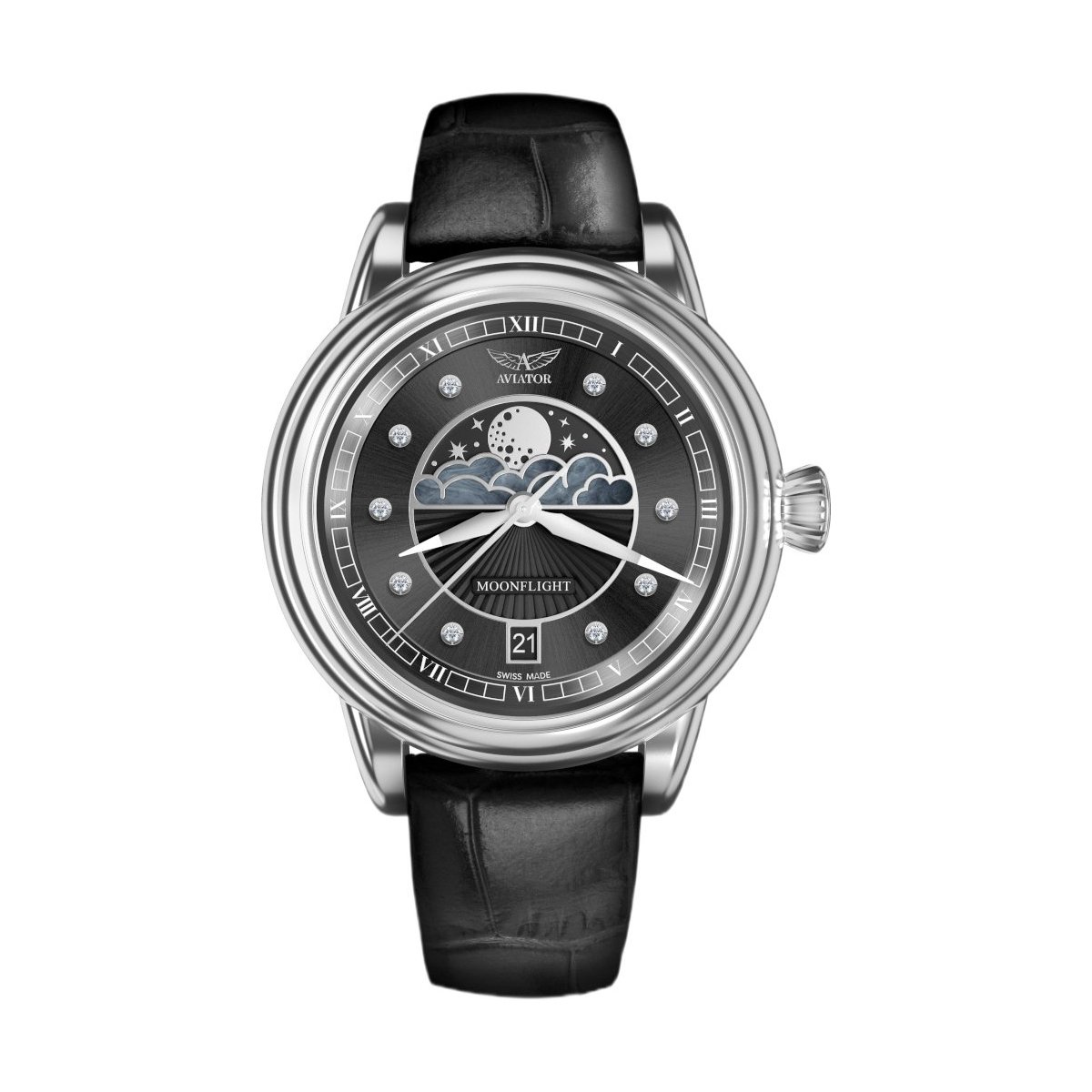 W.KRUK ZEGAREK AVIATOR DOUGLAS MOONFLIGHT DIAMOND EDITION