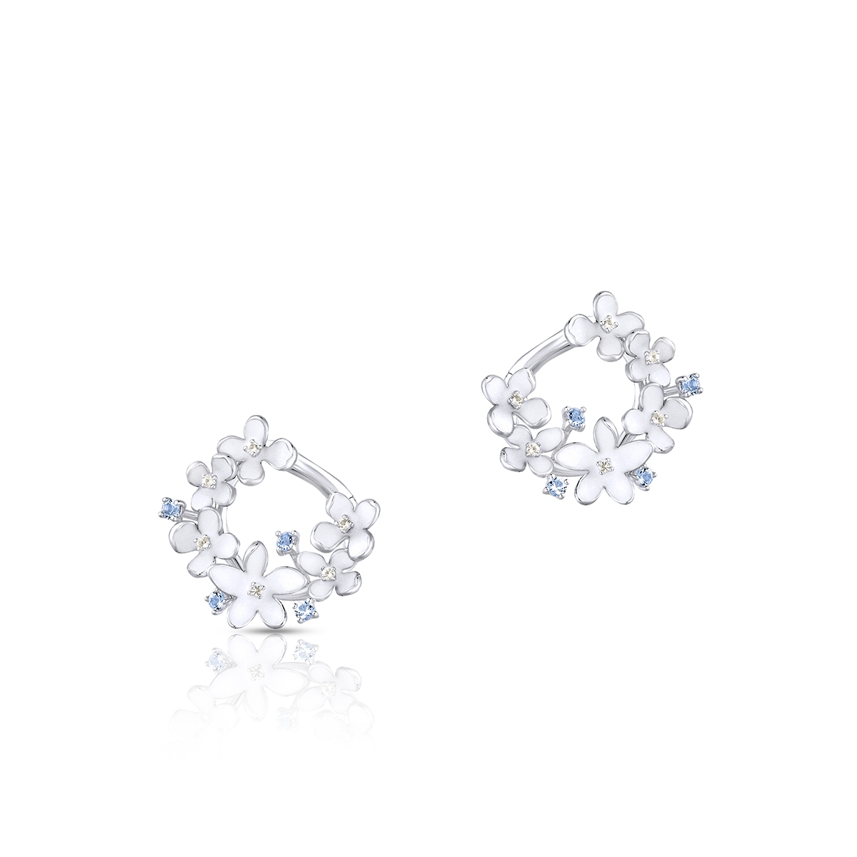 W.KRUK Kolczyki srebrne Kwiaty Nocy Biały Bez