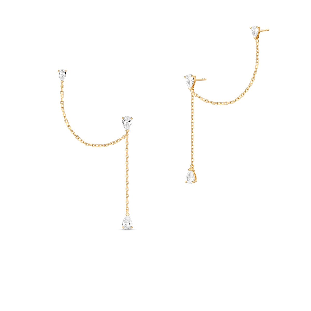 W.KRUK Kolczyki srebrne pozłacane z cyrkoniami