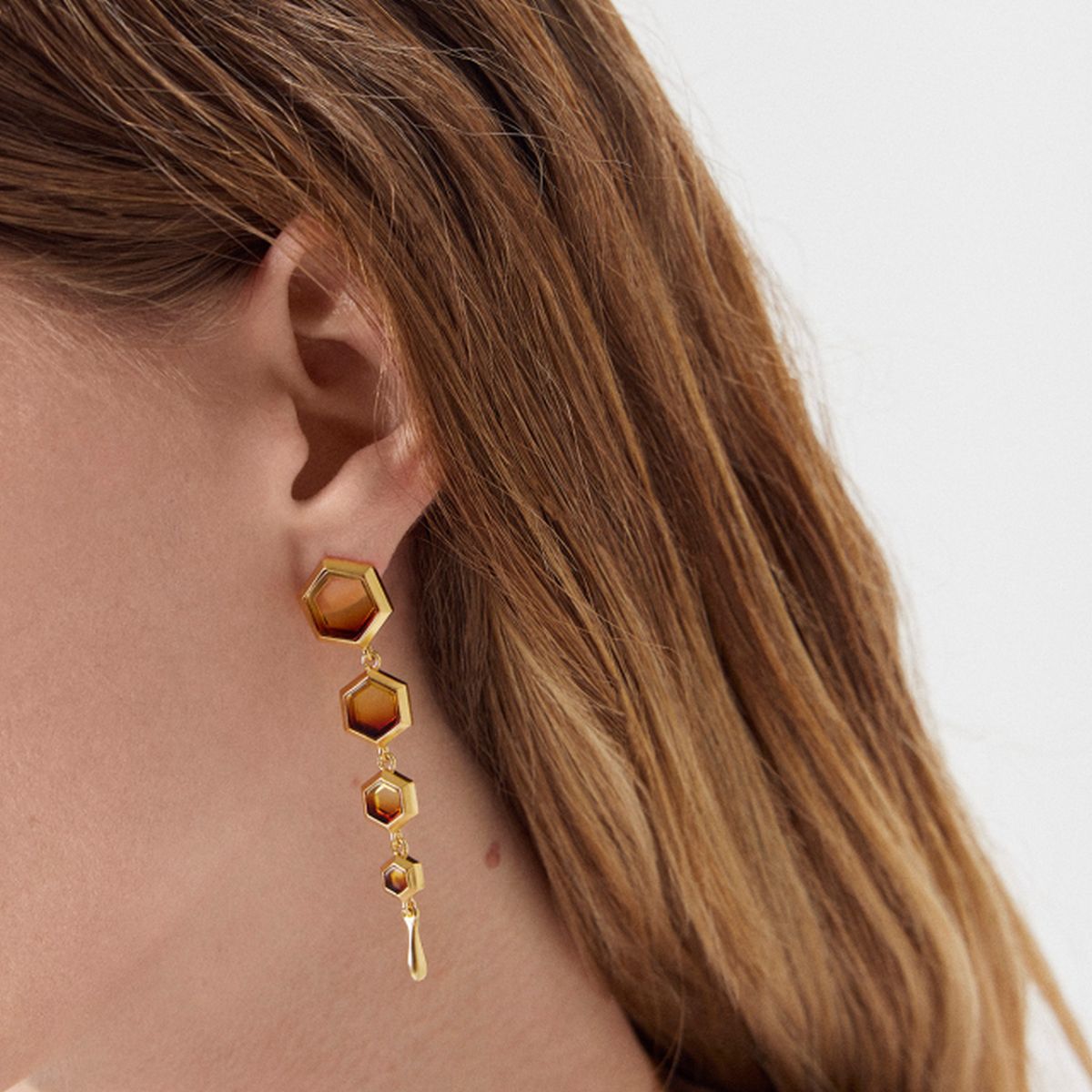 W.KRUK - Kolczyki srebrne z bursztynem Miodowa