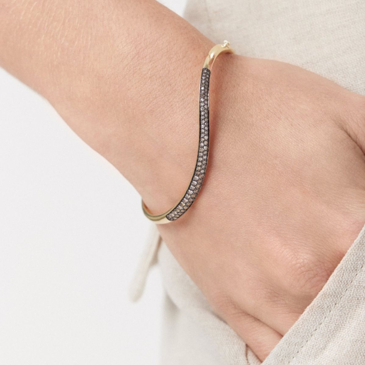 W.KRUK Bransoleta złota z brązowymi diamentami Karmelowa