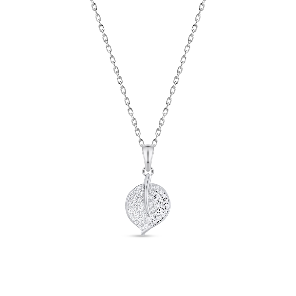 W.KRUK Wisiorek srebrny listek z cyrkoniami