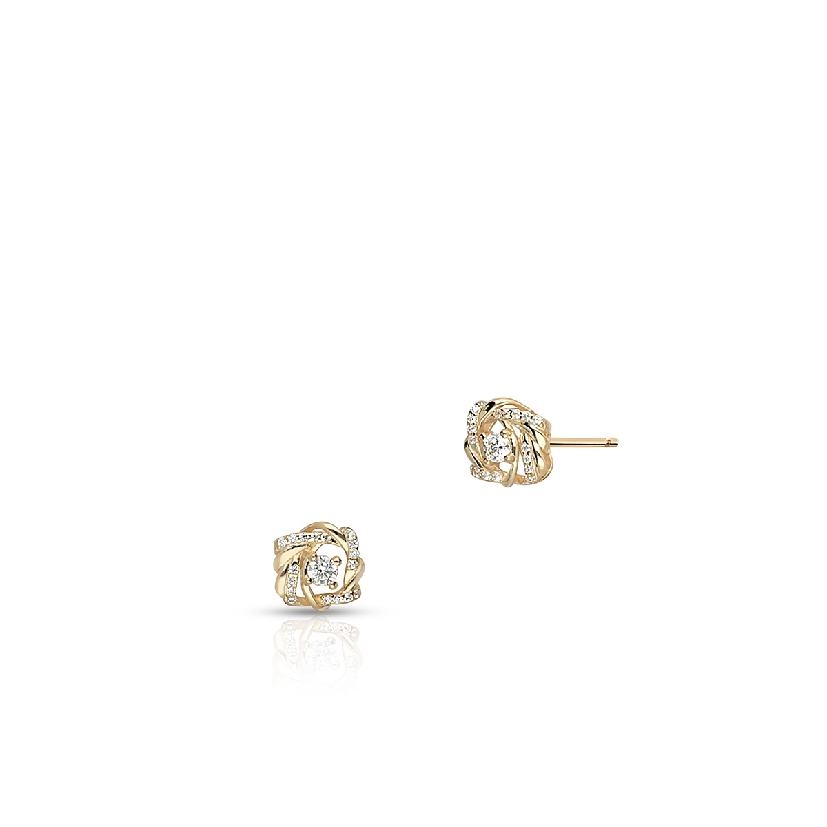 W.KRUK Kolczyki srebrne pozłacane z cyrkoniami