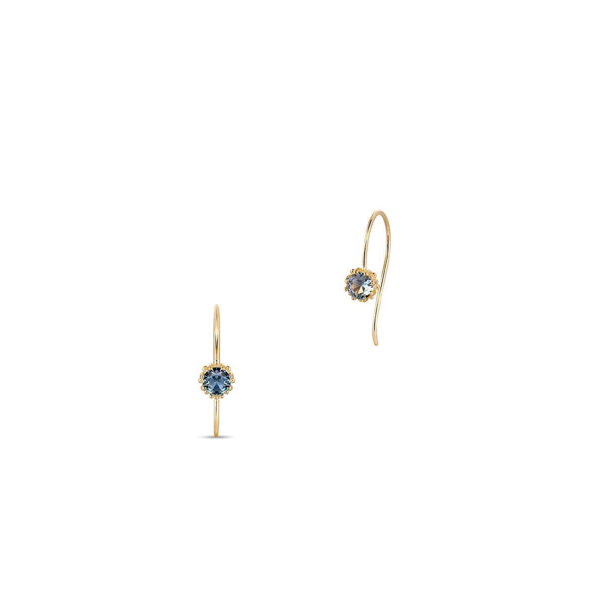 W.KRUK Kolczyki złote z niebieską cyrkonią