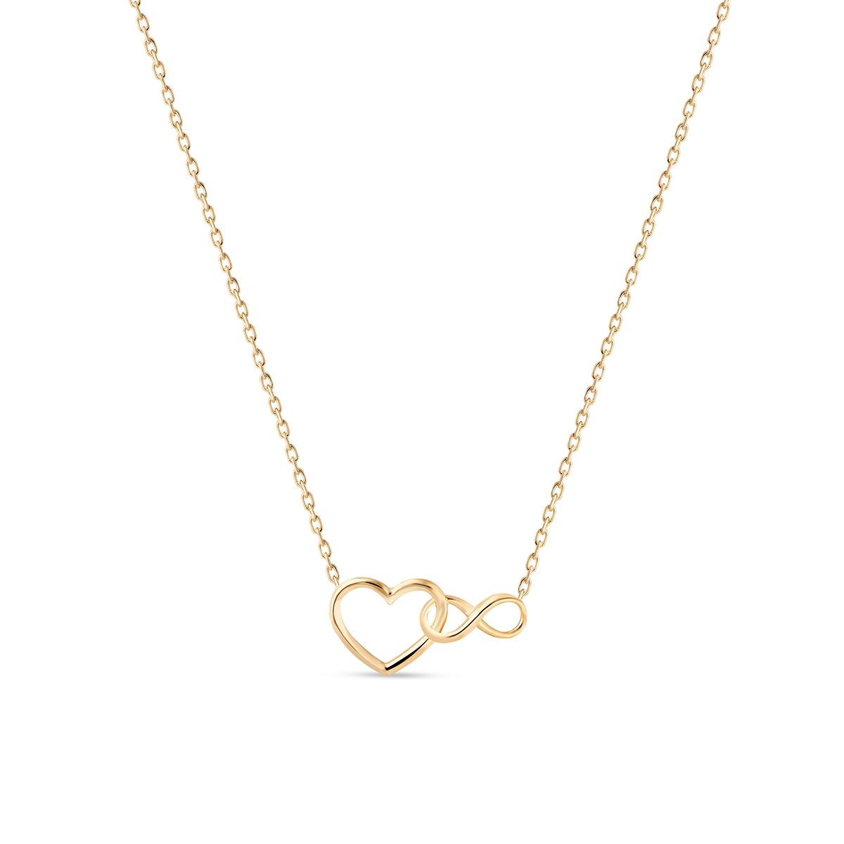 W.KRUK Naszyjnik złoty z motywem serca i nieskończoności