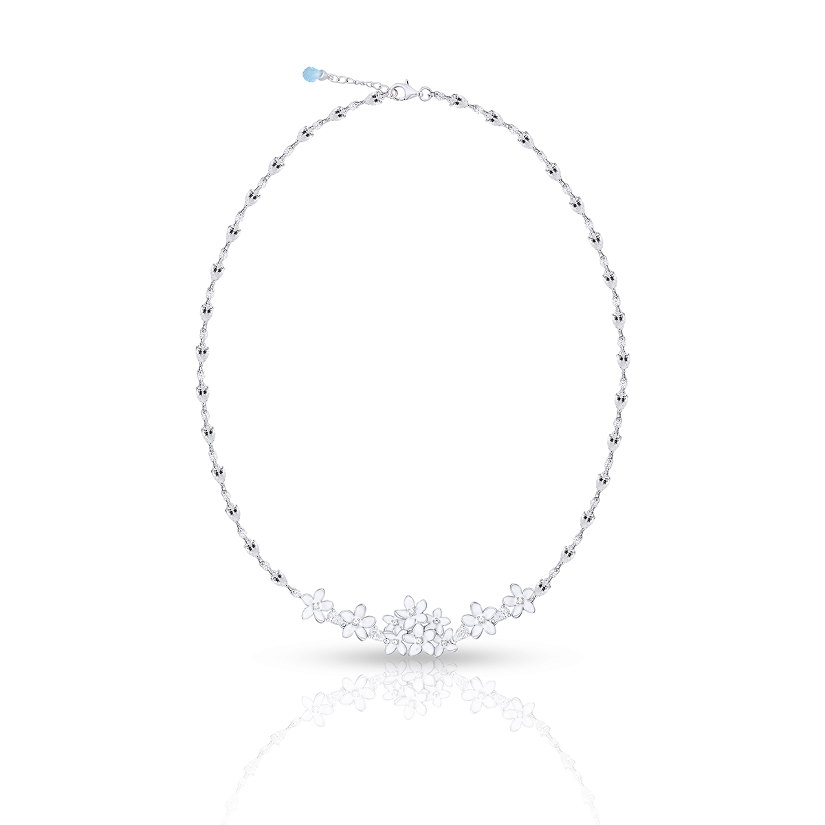 W.KRUK Naszyjnik srebrny Kwiaty Nocy Biały Bez
