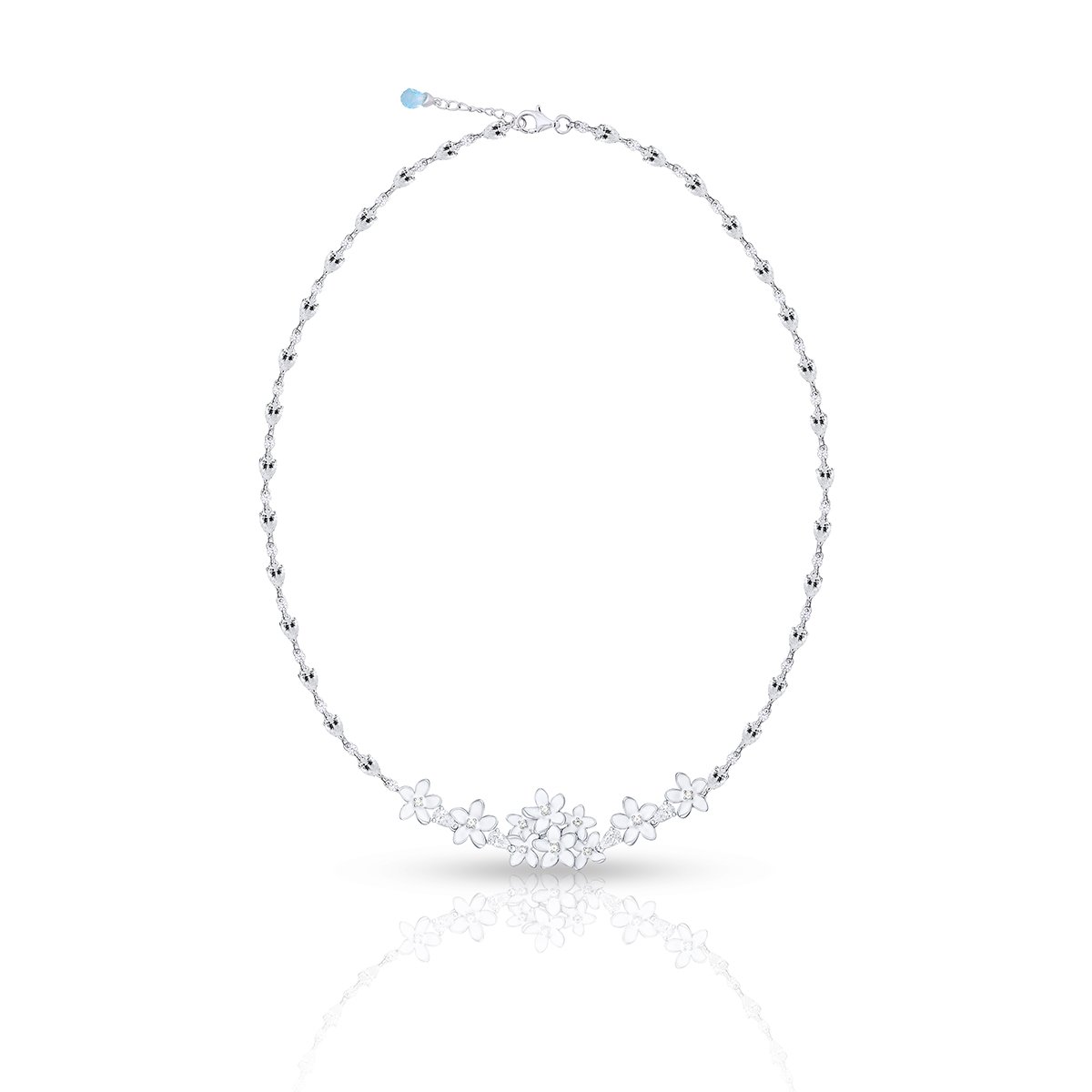 W.KRUK Naszyjnik srebrny Kwiaty Nocy Biały Bez
