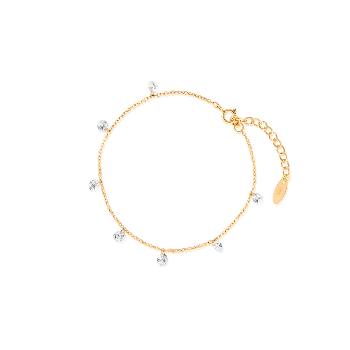 W.KRUK Bransoletka srebrna pozłacana z cyrkoniami