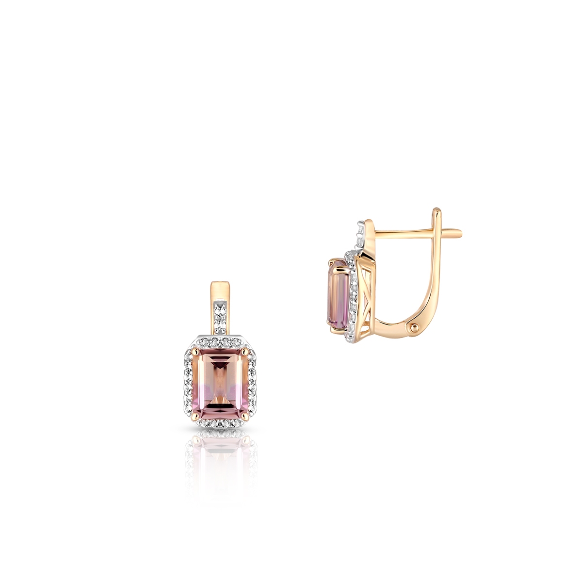 W.KRUK Kolczyki złote z ametrynem