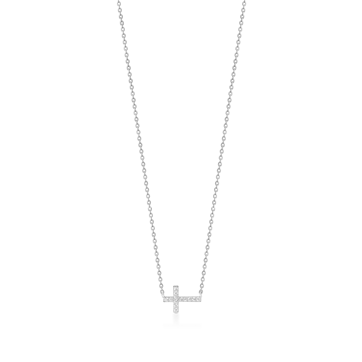 W.KRUK Naszyjnik srebrny krzyżyk z cyrkoniami