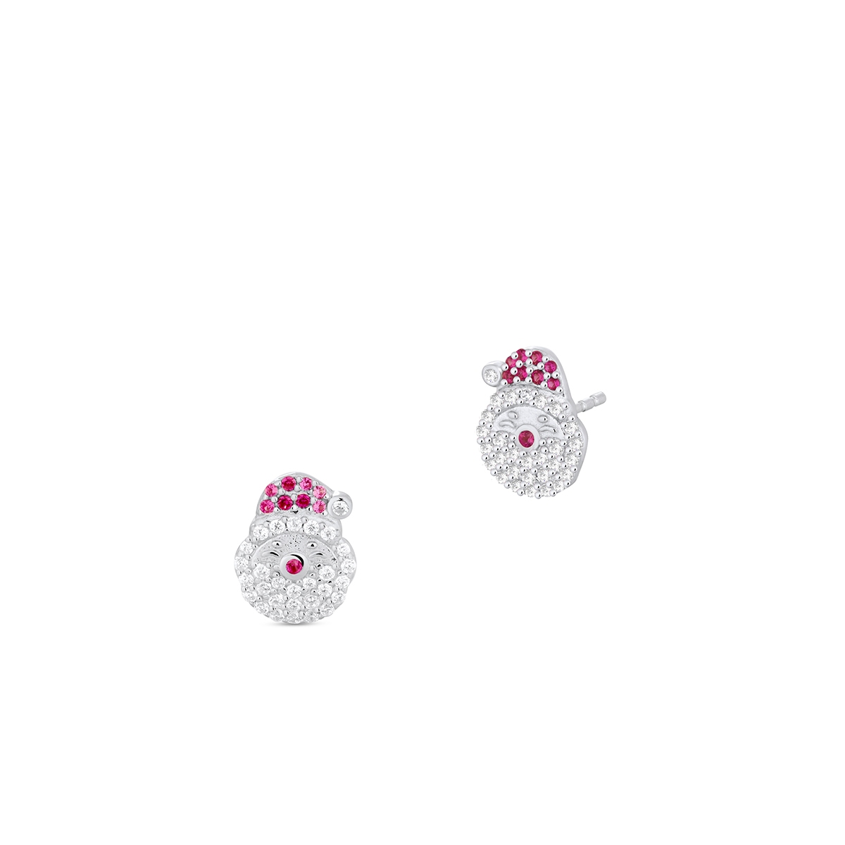 W.KRUK Kolczyki srebrne mikołaje z cyrkoniami