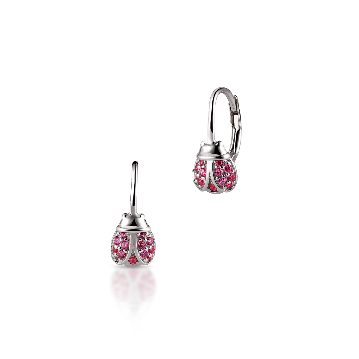 W.KRUK Kolczyki srebrne biedronki z cyrkoniami