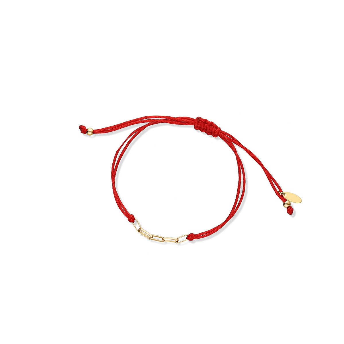 W.KRUK Bransoletka srebrna pozłacana na czerwonym sznurku łańcuszek