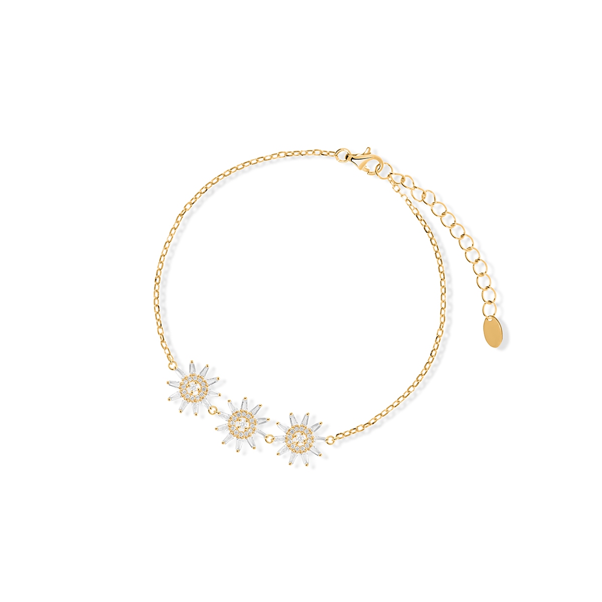 W.KRUK Bransoleta srebrna pozłacana z cyrkoniami