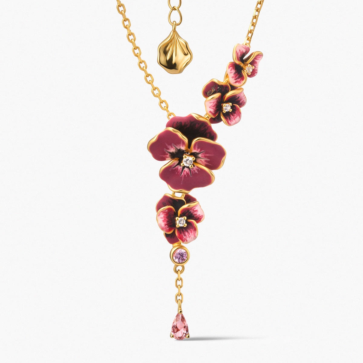 W.KRUK Naszyjnik srebrny Kwiaty Nocy Bratki