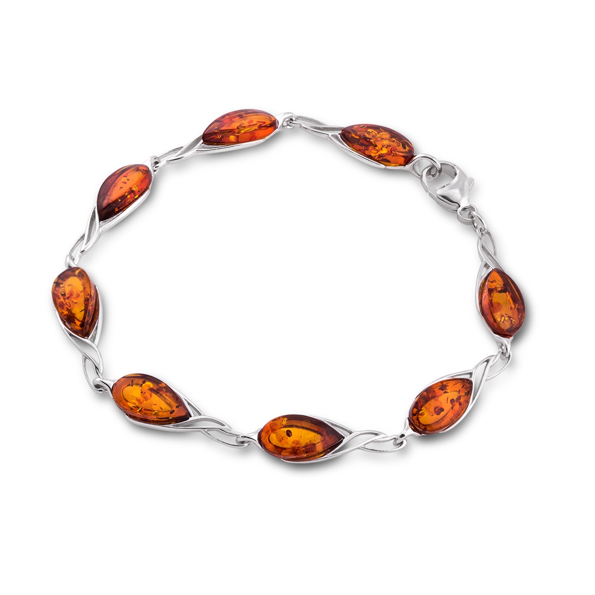 W.KRUK Bransoleta srebrna z bursztynem