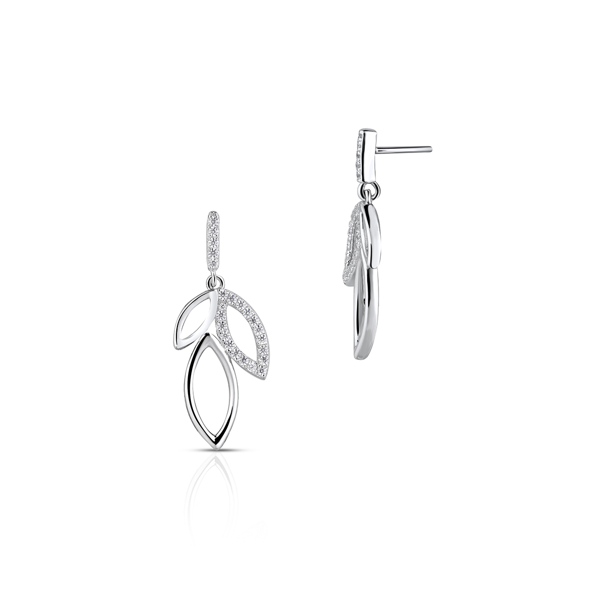 W.KRUK Kolczyki srebrne z roślinnym motywem