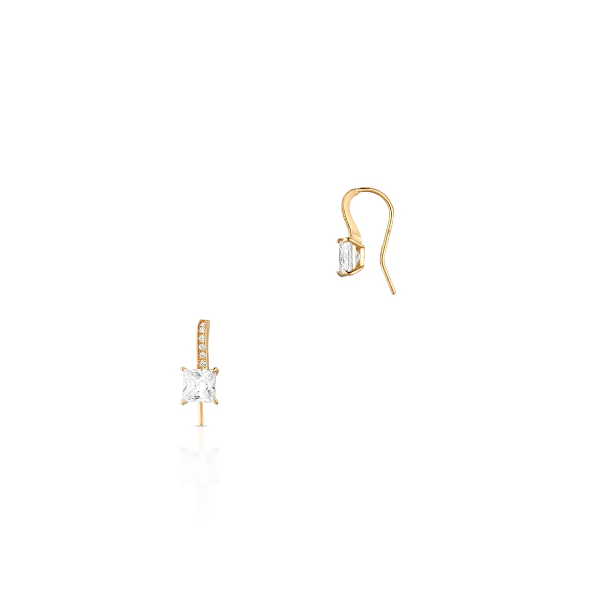 W.KRUK Kolczyki złote z kwadratową cyrkonią
