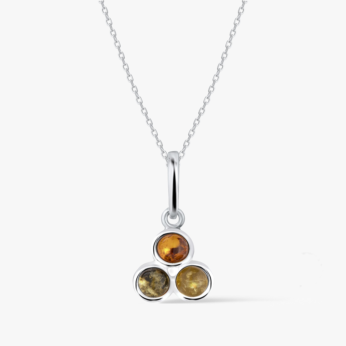 W.KRUK Wisiorek srebrny z bursztynami