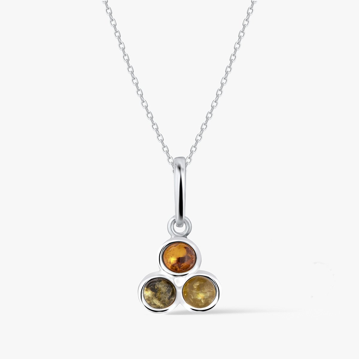 W.KRUK Wisiorek srebrny z bursztynami