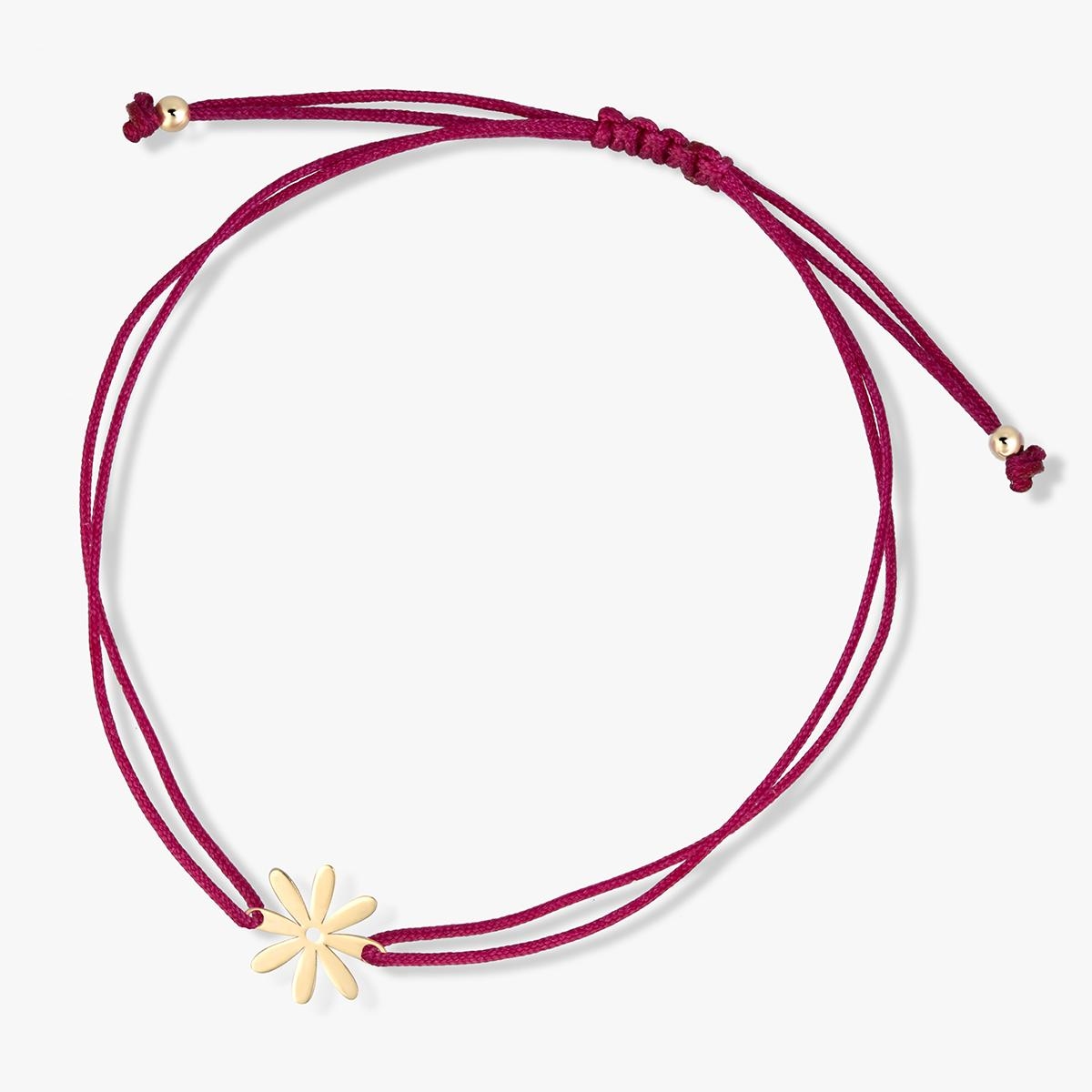 W.KRUK Bransoleta sznurkowa ze złotym kwiatkiem