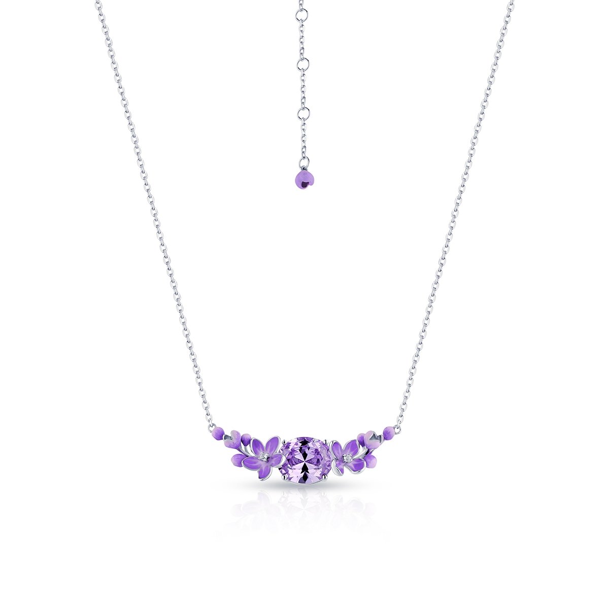 W.KRUK Naszyjnik srebrny Kwiaty Nocy Fioletowy Bez