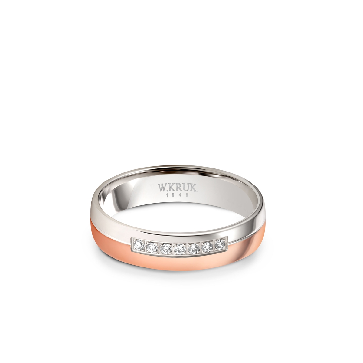 W.KRUK Obrączka złota z brylantami PINK