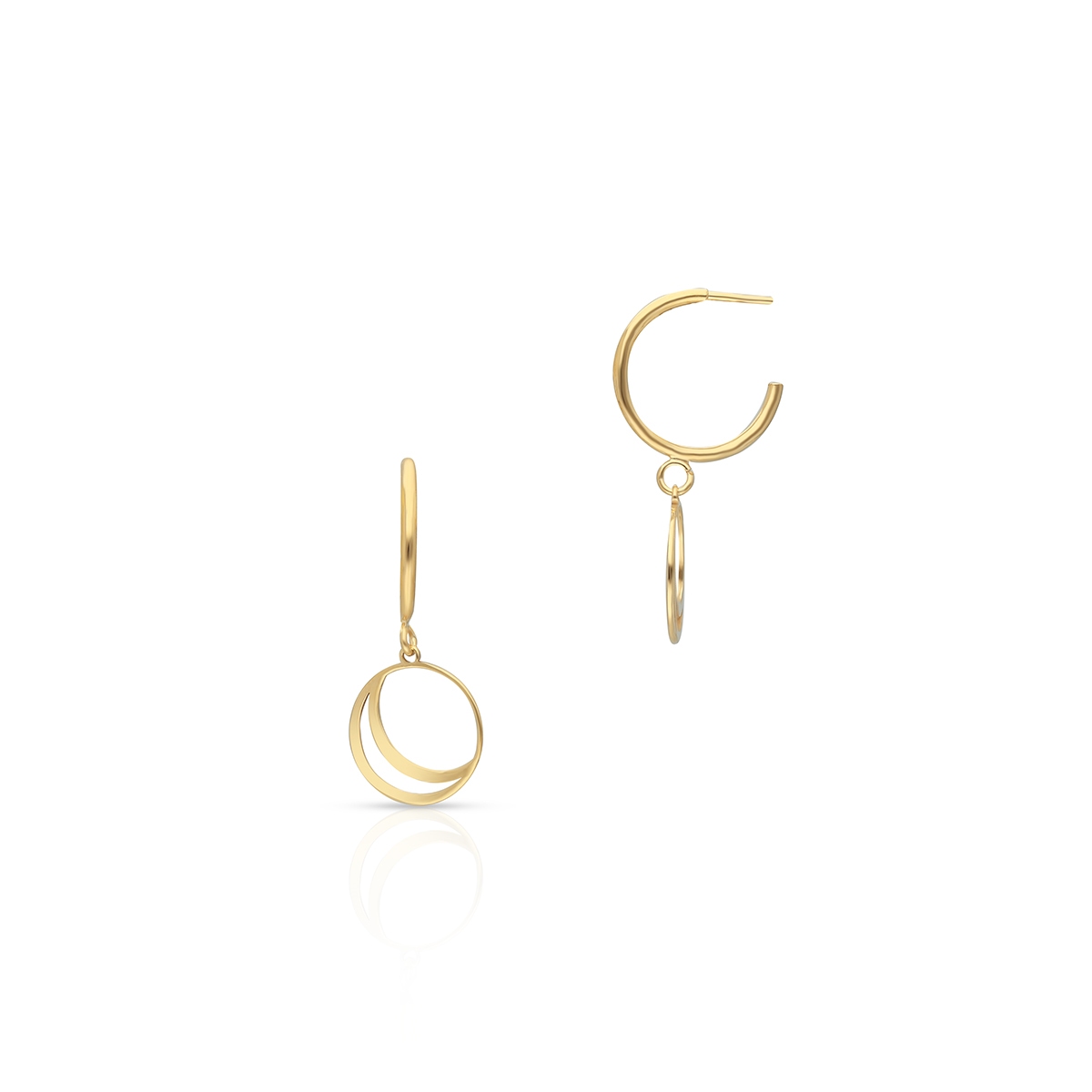 W.KRUK Kolczyki srebrne pozłacane półksiężyce