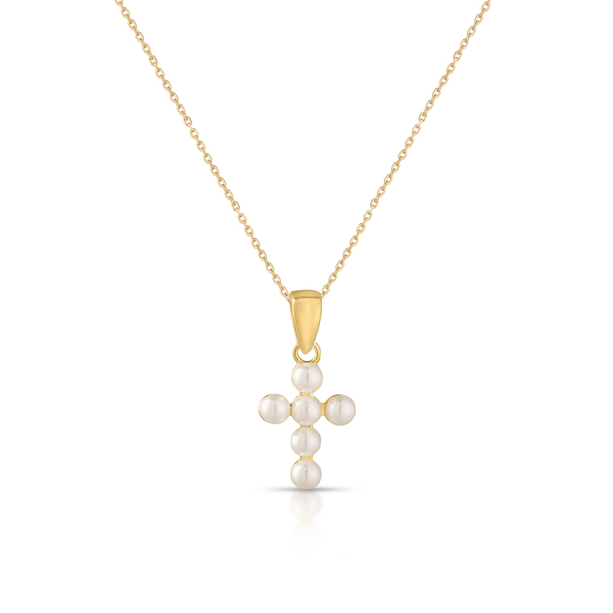 W.KRUK Naszyjnik krzyżyk z perłami