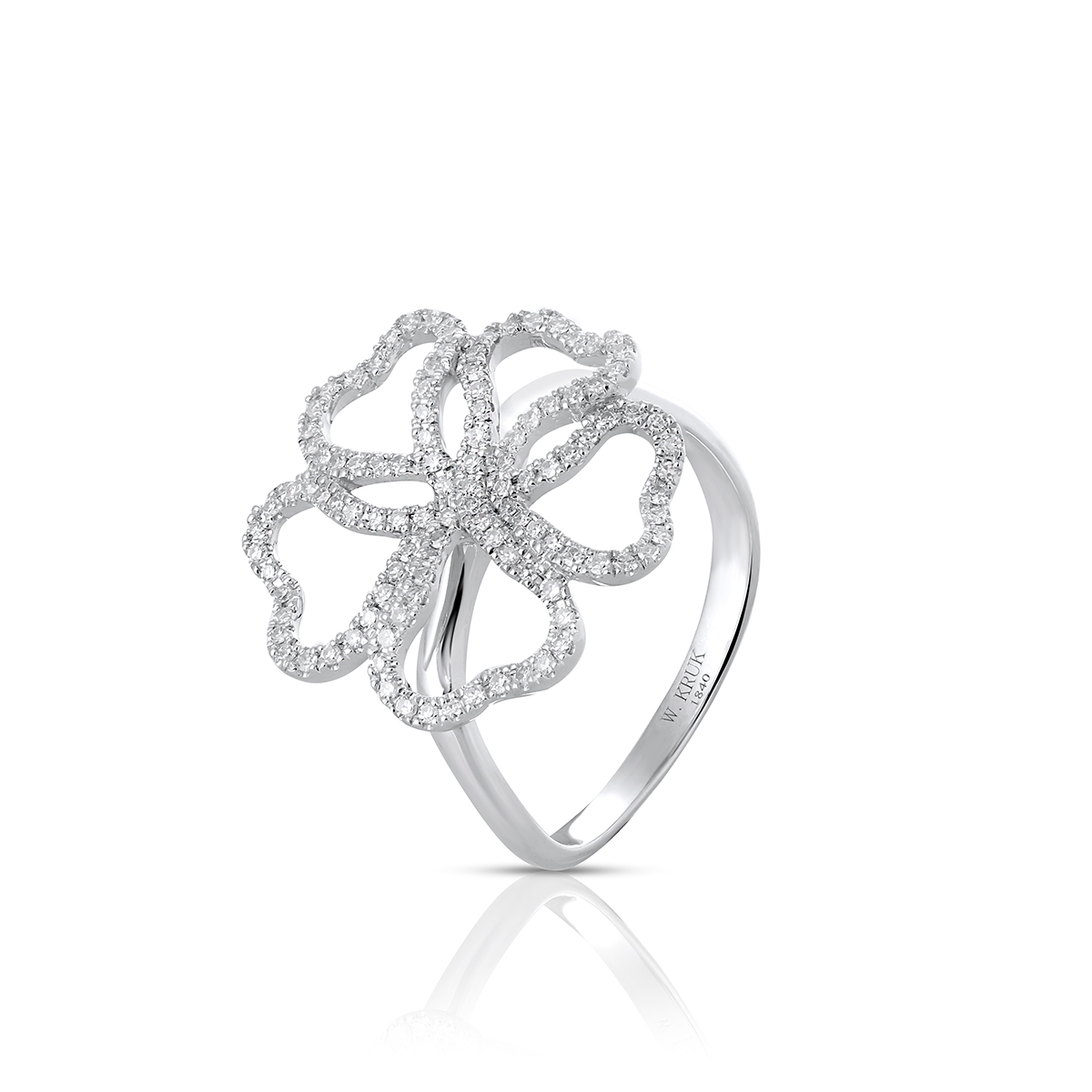 W.KRUK Pierścionek białe złoto z diamentami